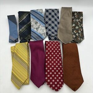 Lot Of 10 Mens Tie, Vintage & Modern Beau Brummell, Van Heusen, Machado, Wemlon